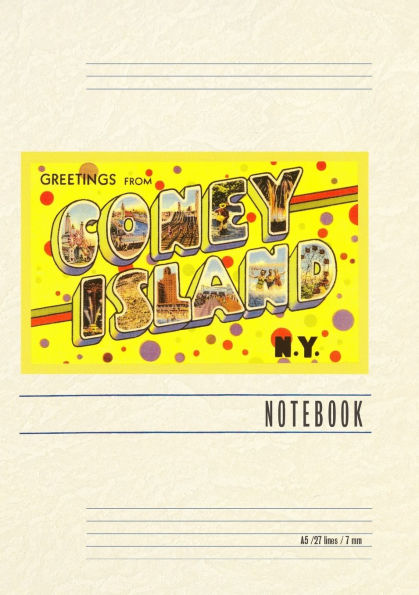 Vintage Lined Notebook Greetings from Coney Island, New York City