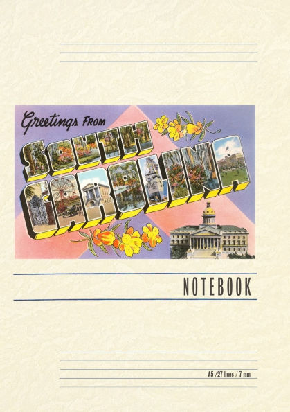 Vintage Lined Notebook Greetings from South Carolina