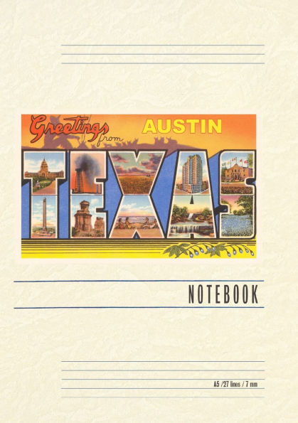 Vintage Lined Notebook Greetings from Austin