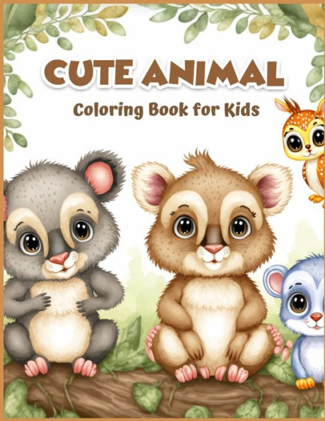 Cute Animal Coloring Book for Kids;: 60 Pages; School; Preschool; Kindergarten; Adults;