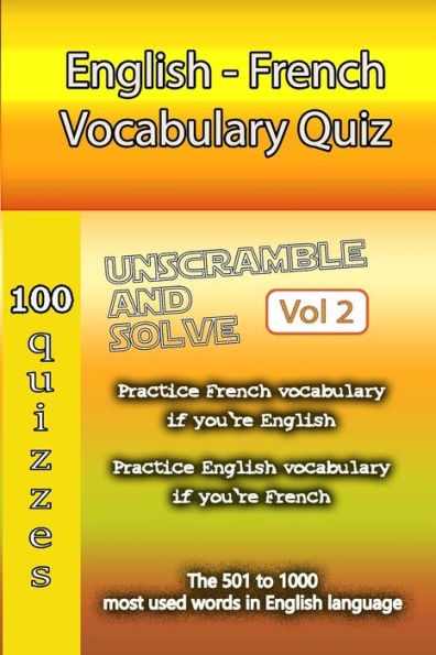 English - French Vocabulary Quiz - Match the Words - Volume 2
