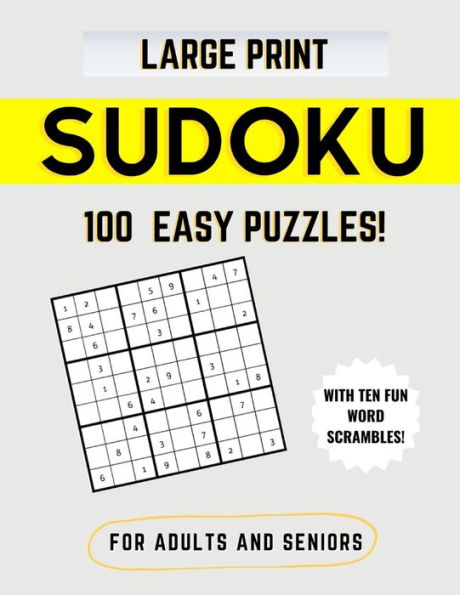 Easy Sudoku for Adults and Seniors Large Print: With Ten Fun Word Scrambles