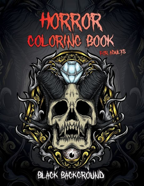 Horror Coloring Book - Black Background: Midnight Edition Halloween