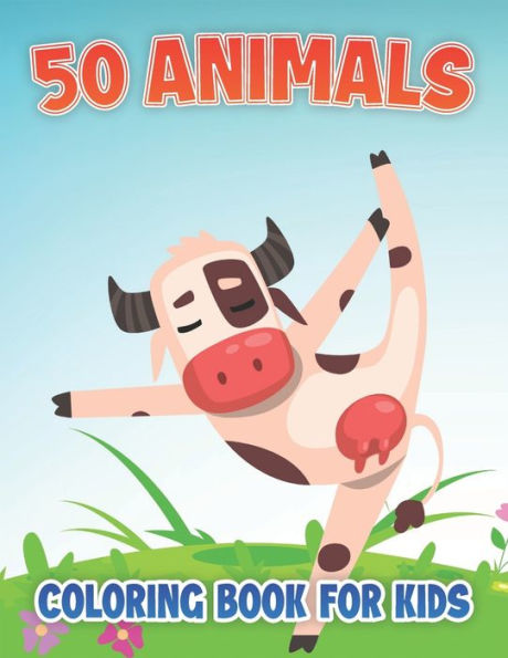 50 Animals Coloring Book For Kids: Large Animals Coloring Book