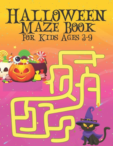 Halloween Maze Book For Kids Ages 3-9