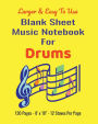 Blank Sheet Music Notebook for Drums - 8