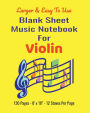 Blank Sheet Music Notebook for Violin - 8