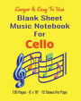 Blank Sheet Music Notebook for Cello - 8