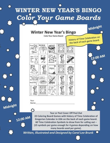 Winter New Year's Bingo: Color Your Game Boards
