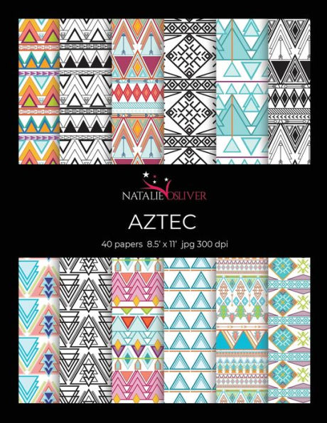 Aztec: Scrapbooking, Design and Craft Paper, 40 sheets, 12 designs, size 8.5 "x 11", from Natalie Osliver