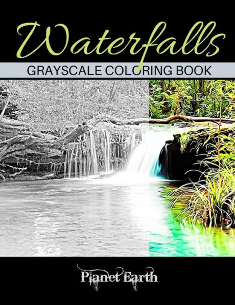 Waterfalls Grayscale Coloring Book: Beautiful Images of Waterfalls in the Forest.