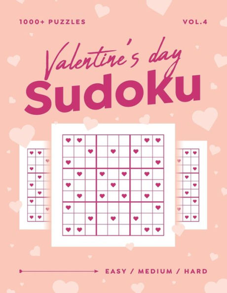 Valentine's Day Sudoku vol.4: 1000+ Easy Medium Hard Sudoku Puzzle Book For Adults - Valentine Gift For Her or Him