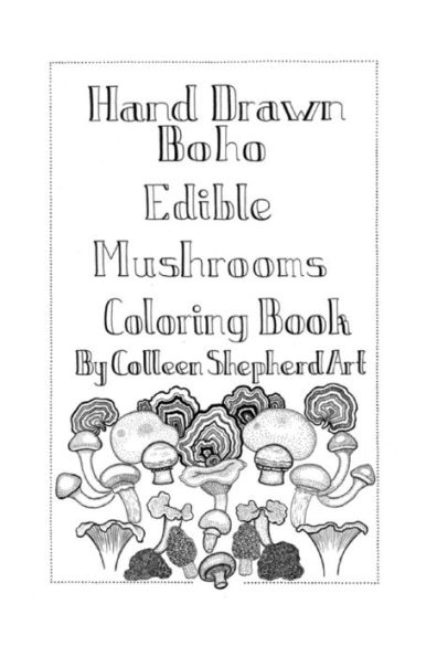 Hand Drawn Boho Edible Mushroom coloring book