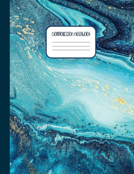 Teal Blue Marble Pattern College Ruled Composition Notebook: Wide Ruled Lined Paper 1 Subject Writing Journal for High School Teens College or University Students Notes