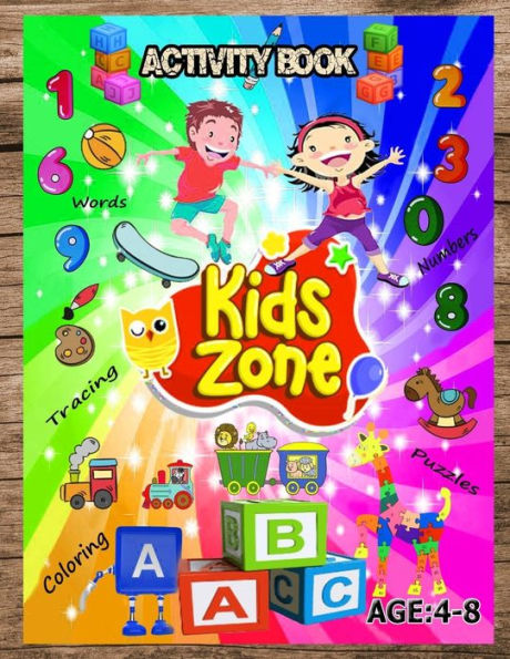 Activity Book: Kids zone: Activities Workbook Game For Learning, Coloring, Puzzles, Word Search and More