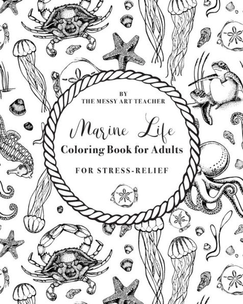 Marine Life Color Book for Adults 8 x 10 in