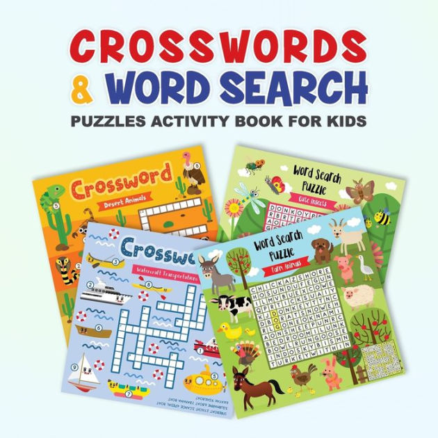 Crosswords & Word Search Puzzles Activity Book for Kids: Fun Learning ...