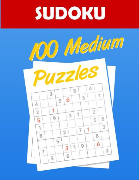 SUDOKU 100 Medium puzzles: Fun sudoku Puzzle Book for adults with Solutions , large print Medium Level sudoku puzzle book - brain games book