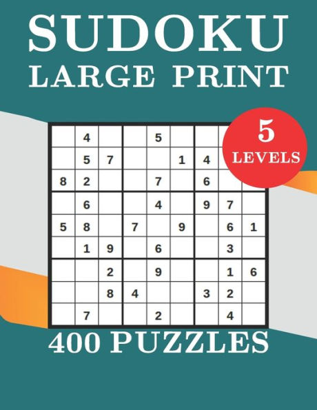Sudoku Large Print 400 Puzzles 5 levels: two Puzzle Per Page - Easy, Medium, Hard, very hard and expert Large Print Puzzle Book For Adults (Puzzles & Games for Adults)