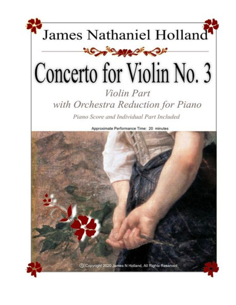 Concerto for Violin No. 3: Violin Part with Orchestra Reduction for Piano