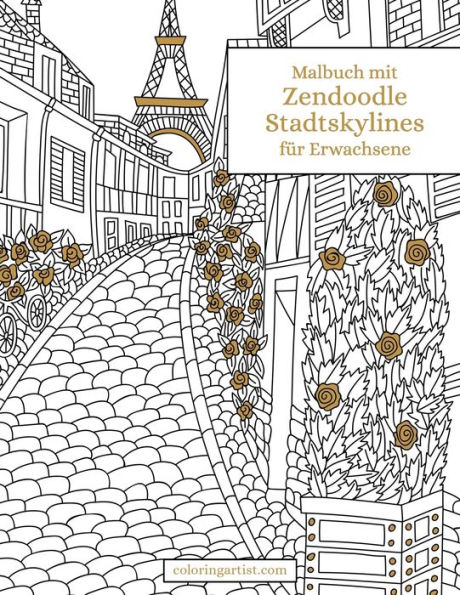 Malbuch mit Zendoodle-Stadtskylines für Erwachsene