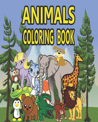 ANIMALS COLORING BOOK: 8x10 inch with 54 pages and 26 drawings of