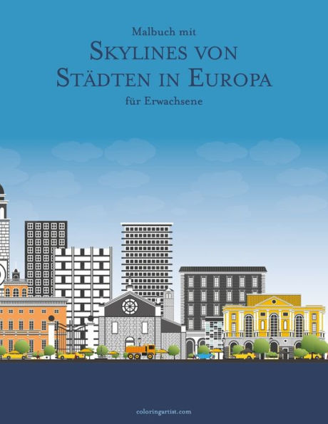 Malbuch mit Skylines von Städten in Europa für Erwachsene