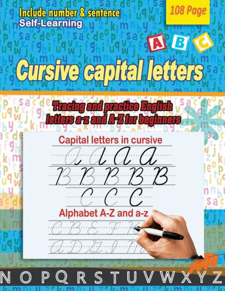Cursive capital letters: Tracing and practice English letters a-z and A-Z for beginners