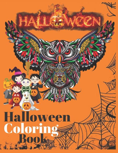 Halloween coloring book: New and Expanded Edition, 100%Unique Designs, Jack-o-Lanterns, Witches,spooky,bat,Haunted Houses, and More.