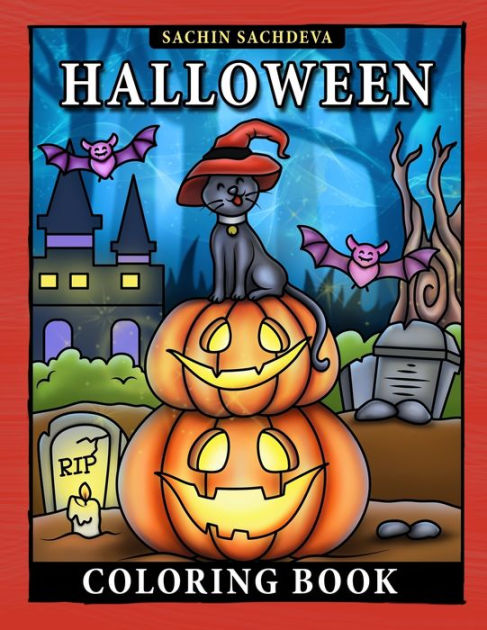 Halloween Coloring Book: Easy to Color Spooky Halloween book with ...