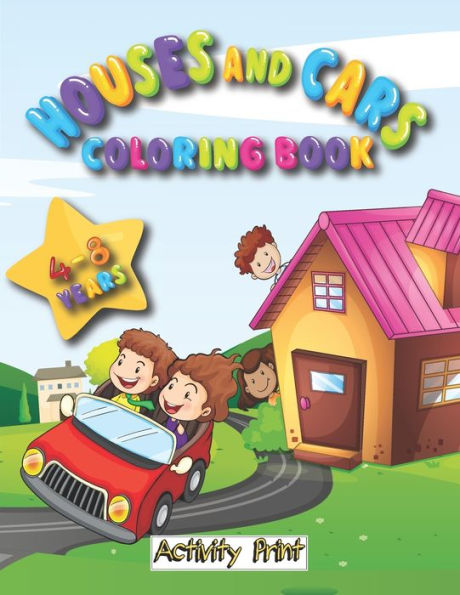 Houses and Cars Coloring Book