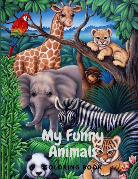 My funny animals coloring book: For Kids Age 4-8 25 Fun Drawings for Kids to Color with simple Questions Horse, koala, dinosaur and More Boys & Girls Activity Books