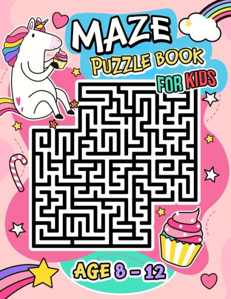Maze Puzzle Book for Kids age 8-12 years: Activity Book for Kids (Maze Books for Kids) with coloring pages