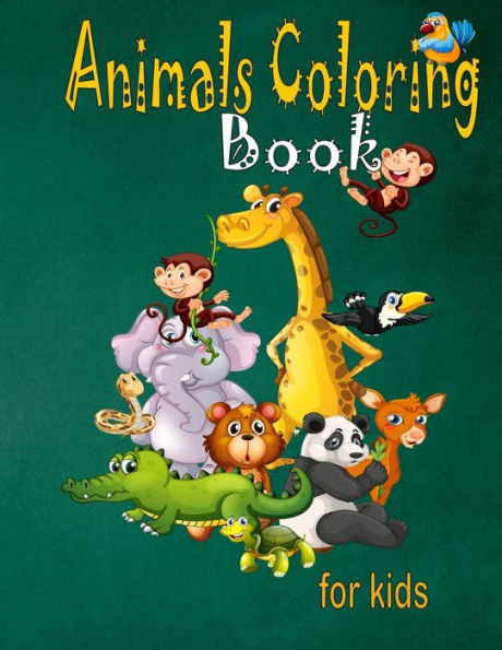 Animals coloring book for kids: happy Animals coloring book for kids