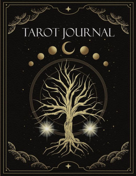 Tarot Journal: 5 Card Spread Reading - Celestial Tree of Life and Mystical Wolf Design - 8.5" x 11":