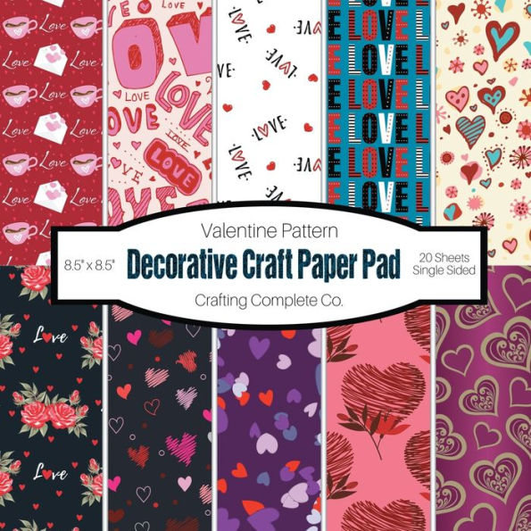 Decorative Craft Paper Pad Valentine Pattern: Cute Single Sided Specialty Craft Paper, 8.5"x8.5" Valentine DIY Paper, Great For Art Projects and Scrapbooking Fun