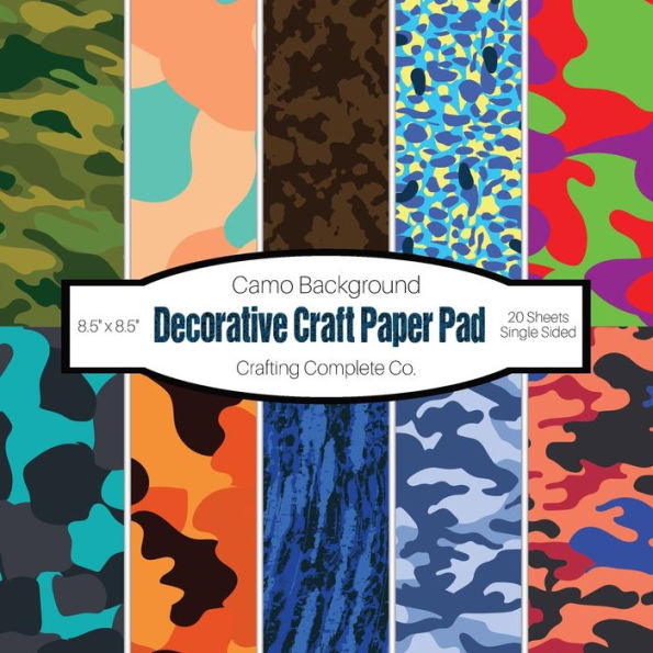 Decorative Craft Paper Pad Camo Background: Camouflage Art Single Sided Specialty Craft Paper, 8.5"x8.5" Camo DIY Paper, Great For Art Projects and Scrapbooking Fun