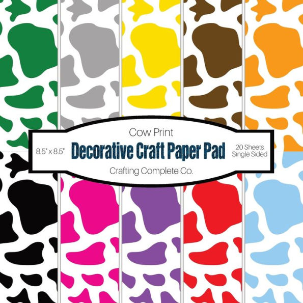 Decorative Craft Paper Pad Cow Print: Cow Spots Single Sided Specialty Craft Paper, 8.5"x8.5" Animal DIY Paper, Great For Art Projects and Scrapbooking Fun