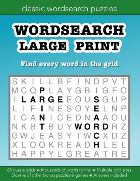 Wordsearch Large Print: 65 extra large word search puzzles with easy to ...