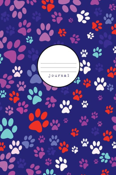 PAW PRINTS: 6x9 blank lined journal : 100 pages