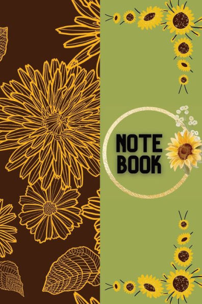 Vintage Sunflower Print Paperback Notebook (College Ruled Lined Paper, 120 pages, 6" x 9")