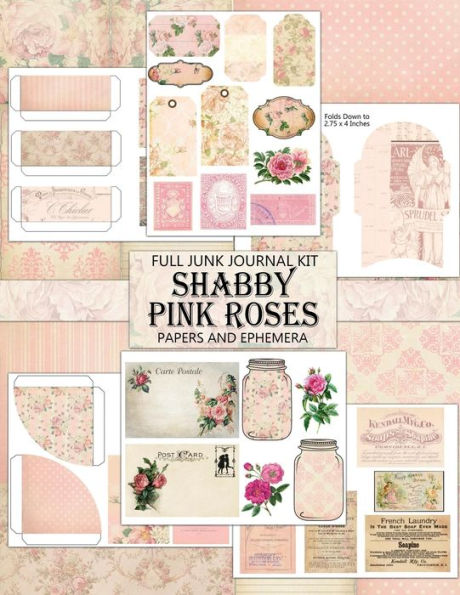 Vintage Shabby Pink Roses: Junk Journal Kit