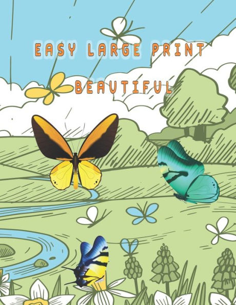 Easy Large Print Beautiful: Easy Large Print Beautiful Butterfly