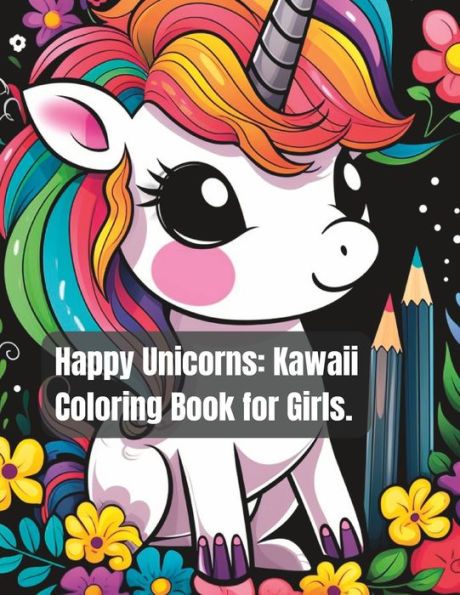 Happy Unicorns: Kawaii Relaxing Unicorn Coloring Book for Girls