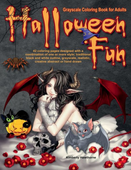 Halloween Fun Grayscale Adult Coloring Book: 42 Grayscale Coloring Pages