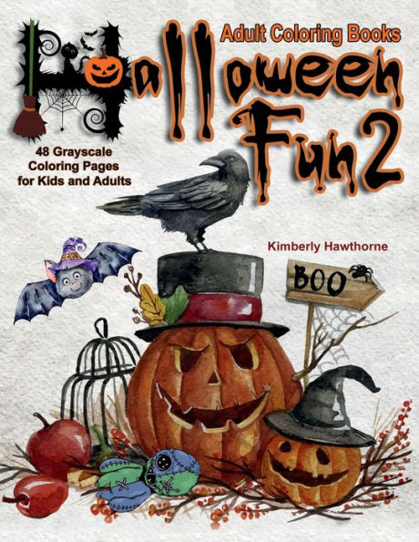 Halloween Fun 2 Grayscale Adult Coloring Book: 48 Grayscale Coloring Pages