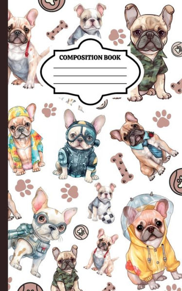 Wide Ruled Composition Notebook (6 x 9 inch) Cute French Bulldog Cover