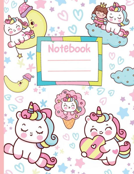 Composition Notebook: Unicorn designed cover with college ruled lined paper 8.5" x 11":