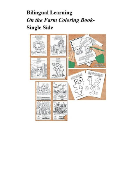 Bilingual Learning On the Farm Coloring Book- Single Side