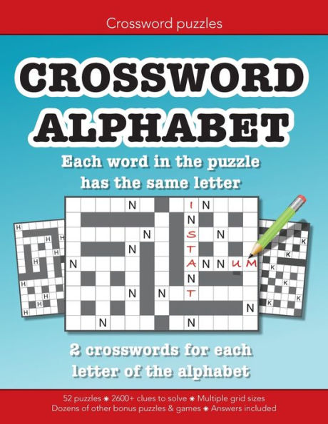 Crossword Alphabet where each word in the puzzle has the same letter: Education resources by Bounce Learning Kids